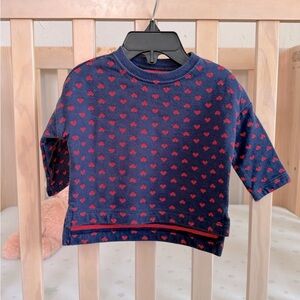 Primary Navy Blue and Red Heart Kids Double Knit Shirt